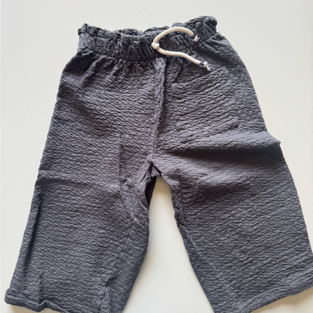 Gray Textured Pants with Drawstring - Picture 2 of 4